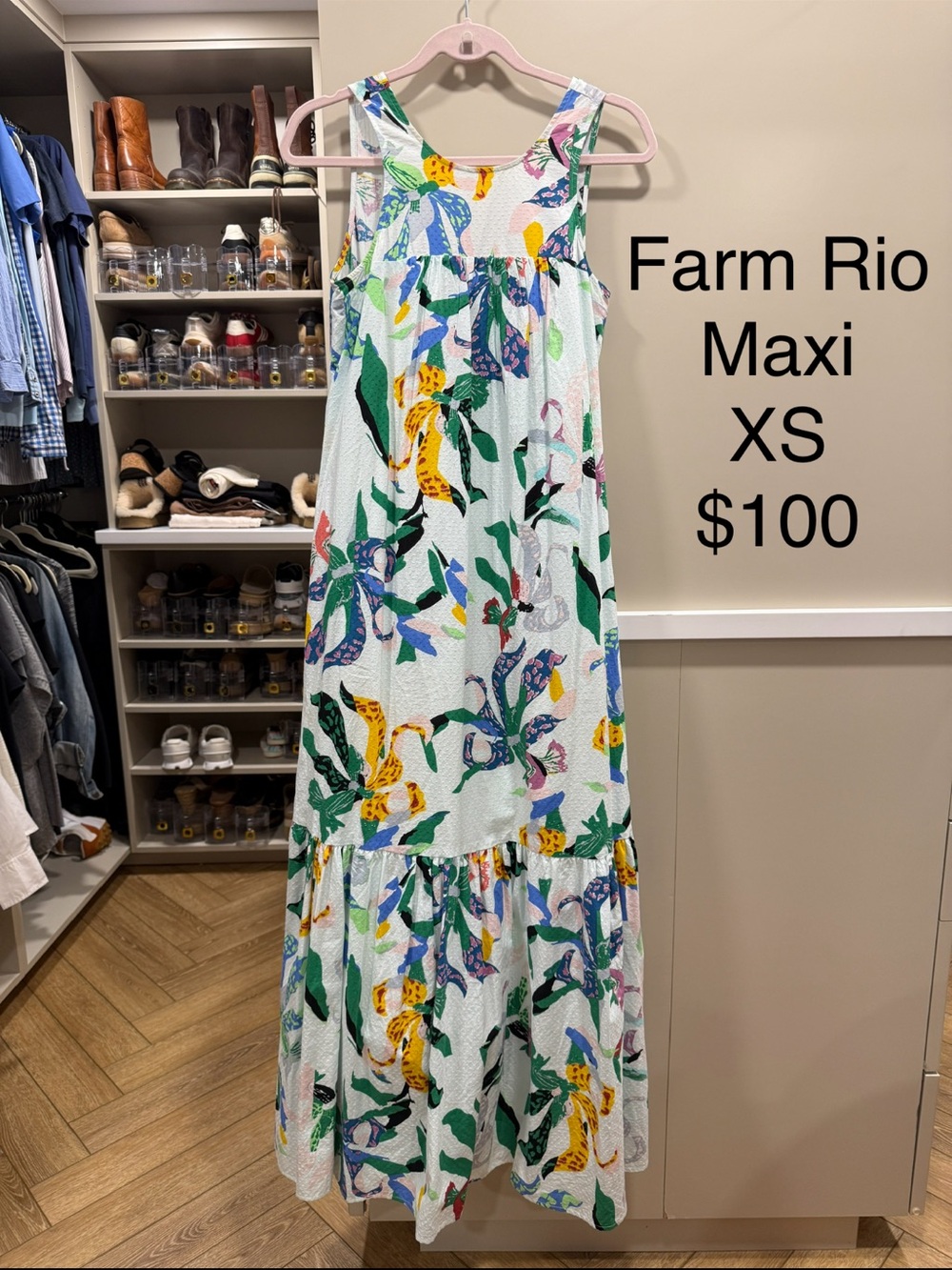 FARM Rio Mint Green Tropical Maxi Dress